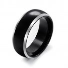 Tungsten Carbide Ring Black Dome Comfort Fit Men's Wedding Ring Band