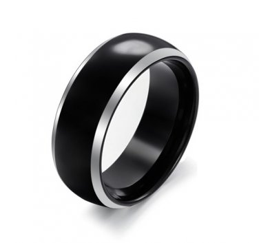 Tungsten Carbide Ring Black Dome Comfort Fit Men's Wedding Ring Band