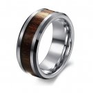 Mens Tungsten Carbide Wood Inlay Comfort Fit Wedding Band Engagement Ring
