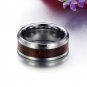 Mens Tungsten Carbide Wood Inlay Comfort Fit Wedding Band Engagement Ring