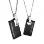 Titanium Stainless Steel " LOVE FOREVER" Black Hang Tag Couple Pendant Necklace Set