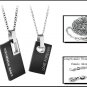 Titanium Stainless Steel " LOVE FOREVER" Black Hang Tag Couple Pendant Necklace Set