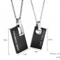 Titanium Stainless Steel " LOVE FOREVER" Black Hang Tag Couple Pendant Necklace Set
