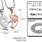 Titanium Stainless Steel Silver/Rose Gold " I Love You" Lock & Key Heart Couple Pendant Necklace Set