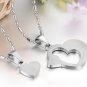 Titanium Stainless Steel Heart In Heart Love Couple Pendant Necklace Set