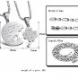 316L Stainless Steel Silver Round & Lucky 4 Leaf Clover Couple Pendant Necklace Set