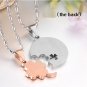 316L Stainless Steel Silver/Rose Gold Round & Lucky 4 Leaf Clover Couple Pendant Necklace Set
