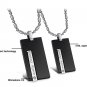 316L Black Stainless Steel " Only Love" Rectangle Dog Tag Couple Pendant Necklace Set