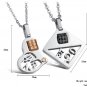 Titanium Stainless Steel Love Heart Numeric Lock Couple Pendant Necklace Set