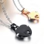 Titanium Stainless Steel Black/Rose Gold Heart to Heart Couple Pendant Necklace Lovers Gift Set