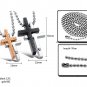 Titanium Stainless Steel Double Cross Couple Pendant Necklace Set