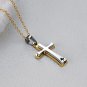 Titanium Stainless Steel 2 Tone Layer Cross Couple Pendant Necklace Set