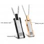 Titanium Stainless Steel Rectangle Bar Couple Pendant Necklace Set Christmas Gifts