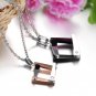 Titanium Stainless Steel Matching Square Love Couple Pendant Necklace Set
