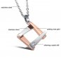 Titanium Stainless Steel Matching Square Love Couple Pendant Necklace Set