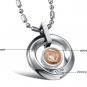 Titanium Stainless Steel Ring Pendant Necklace Set for Couple. Best Gift !