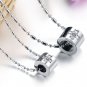 Titanium Stainless Steel Crystal Cross Cylinder Couple Pendant Necklace Set