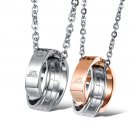 Titanium Stainless Steel "Love Affair" Couple Promise Pendant Necklace Set