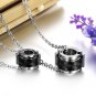 Titanium Stainless Steel "LOVE" Black Barrel Couple Pendant Necklace Set