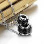 Titanium Stainless Steel "LOVE" Black Barrel Couple Pendant Necklace Set