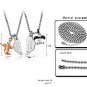 Titanium Stainless Steel Leaves Pattern Black/Rose Gold Couple Pendant Necklace Set