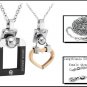 Titanium Stainless Steel Black Square Gold Heart Lover Couple Pendant Necklace Set