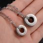 Titanium Stainless Steel "DEEP LOVE" Barrel Couple Pendant Necklace Set