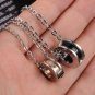 Titanium Stainless Steel "DEEP LOVE" Barrel Couple Pendant Necklace Set