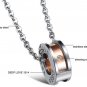 Titanium Stainless Steel "DEEP LOVE" Barrel Couple Pendant Necklace Set