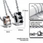 Titanium Stainless Steel "DEEP LOVE" Barrel Couple Pendant Necklace Set