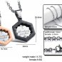 Titanium Stainless Steel Pentagon Pendant w/ CZ Couple Necklace Set