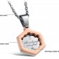 Titanium Stainless Steel Pentagon Pendant w/ CZ Couple Necklace Set