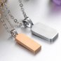 Titanium Stainless Steel Matching Set Fingerprint w/ CZ Couple Pendant Necklace Set