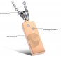 Titanium Stainless Steel Matching Set Fingerprint w/ CZ Couple Pendant Necklace Set