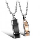 Titanium Stainless Steel Car Design Couple Pendant Necklace Set