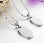 Titanium Stainless Steel Oval Shaped Pendant "ETERNAL LOVE" Couple Pendant Necklace Set