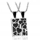 Titanium Stainless Steel Love Heart Puzzle Black Couple Pendant Necklace Set