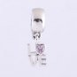 925 Sterling Silver LOVE Pink CZ Dangle Charm - fits European Beads Bracelets