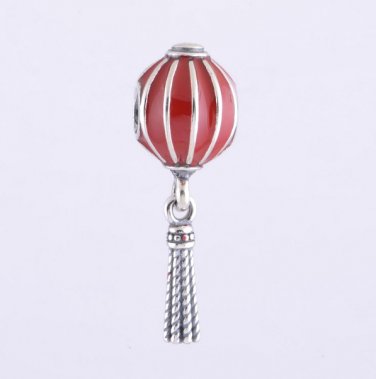 925 Sterling Silver Red Lantern Dangle Charm - fits European Beads Bracelets