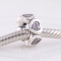 925 Sterling Silver Sparkling Pink CZ Heart Spacer - fits European Beads Bracelets