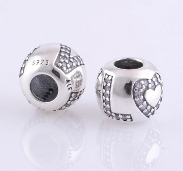 925 Silver Surround By LOVE Sparkling CZ Charm - fits European Beads Bracelets