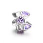 925 Sterling Silver Love Heart Purple CZ Spacer - fits European Beads Bracelets