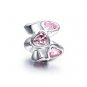 925 Sterling Silver Love Heart Pink CZ Spacer - fits European Beads Bracelets