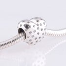 925 Sterling Silver Sparkle of Love Heart Charm - fits European Beads Bracelets