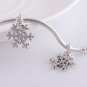 925 Sterling Silver Winter Kiss Snowflake Clear CZ Necklace Pendant Charm - European Beads Bracelets
