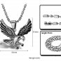 Mens Stainless Steel Flying Hunter Eagle Pendant Necklace Gothic/Punk/Funky