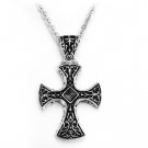 Stainless Steel 2 Tone Crystal Maltese Cross Biker Pendant Necklace Gothic/Punk/Funky