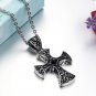 Stainless Steel 2 Tone Crystal Maltese Cross Biker Pendant Necklace Gothic/Punk/Funky