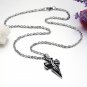 Stainless Steel Tribal Design Arrow Cross Biker Pendant Necklace