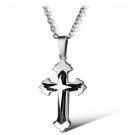 Stainless Steel 3D Star Cool Cross Black Pendant Necklace Gothic/Punk/Funky